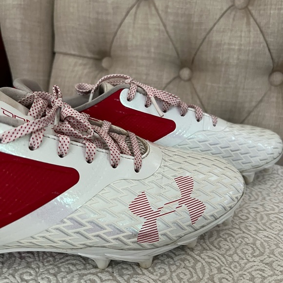 UNDER ARMOUR UA BLUR LUX Lacrosse / Football Cleats Flex White Red NEW Mens 9 - Picture 5 of 5